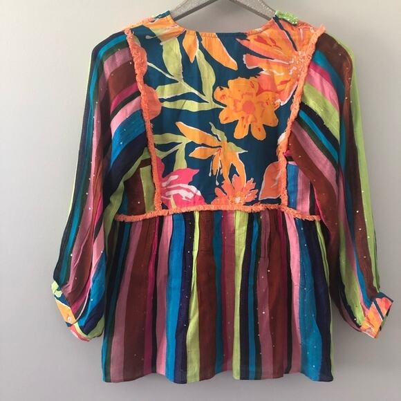 Anthropologie Verb Floral Beaded Babydoll Blouse NEW - Picture 7 of 10